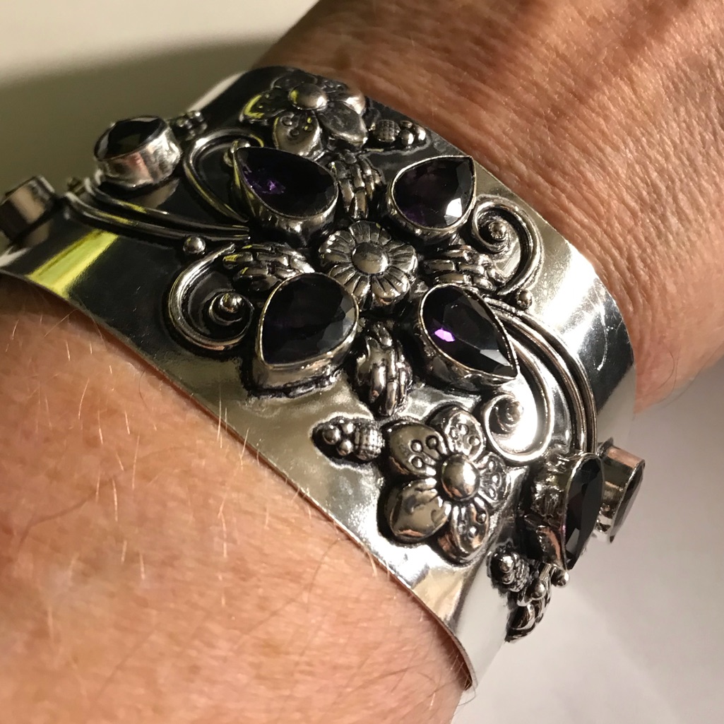 Amethyst 925 Sterling Silver Cuff Bracelet